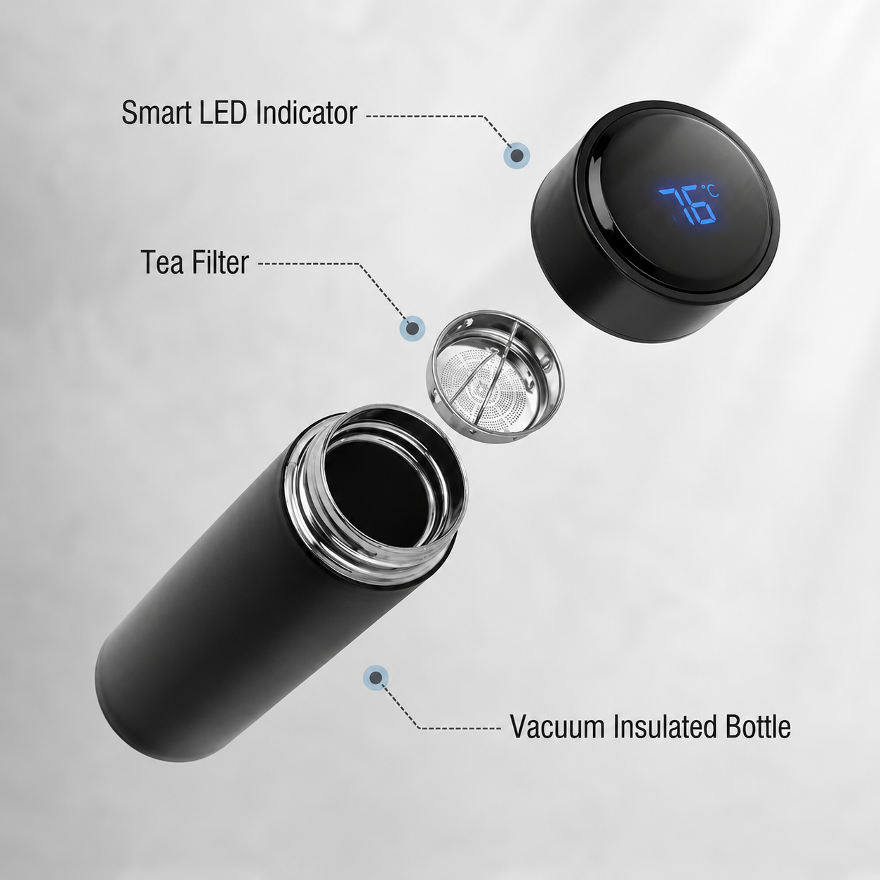 Smart Temperature Display Water Bottle – 500ml Vacuum Insulated Stainless Steel Flask | Leakproof Thermal Bottle