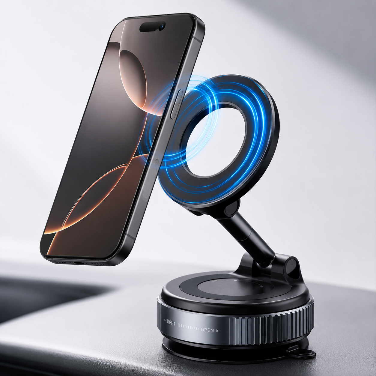 Vacuum Magnetic Phone Holder – 360° Rotating MagSafe Compatible Suction Phone Mount for Car, Desk & Travel