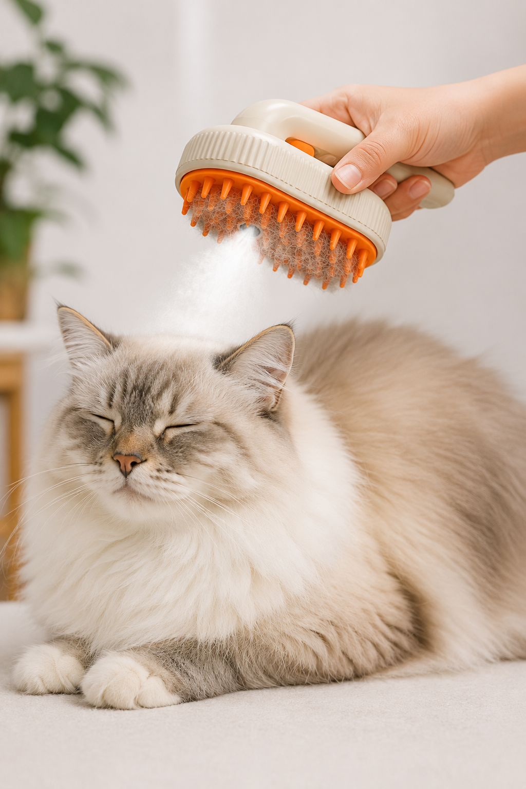 4-in-1 Electric Pet Grooming Steam Brush for Cats & Dogs | Self-Cleaning Deshedding & Massage Comb