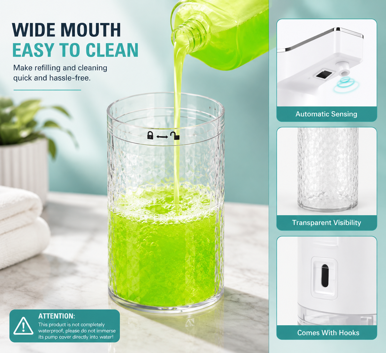 Automatic Foaming Soap Dispenser – 400ml USB Rechargeable Touchless Sensor Soap Dispenser with Adjustable Foam Levels